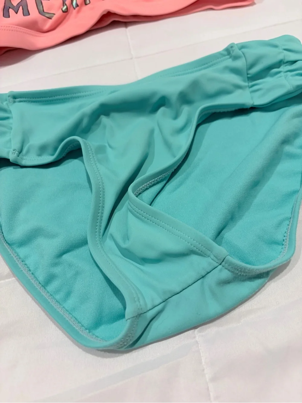 Justice Coral Pink & Aqua Two-Piece Mermaid Swim Set